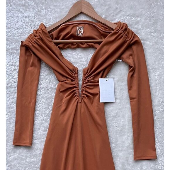 NWT Not Yours To Keep Sacha Midi Dress in Nude, Size XS - Picture 5 of 12